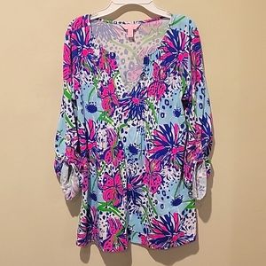 Lilly Pulitzer Floral Tunic in Blue and Pink